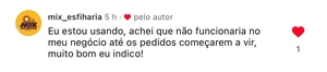 Depoimento de cliente nas redes sociais