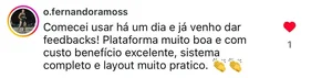Depoimento de cliente nas redes sociais