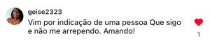 Depoimento de cliente nas redes sociais